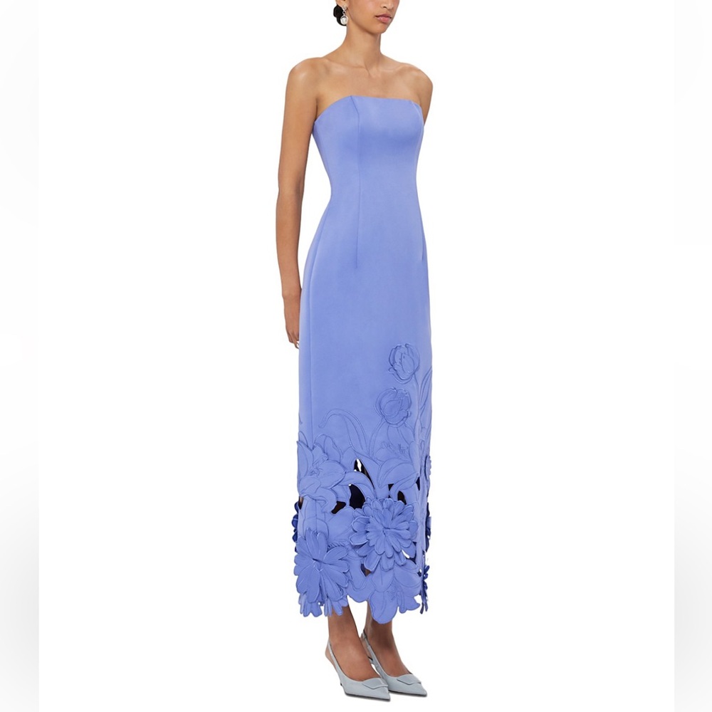 NWT LEO LIN Rayna Appliqué Bustier Maxi Dress Moonlight US 10 - Picture 2 of 7